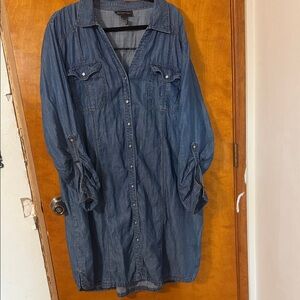 INC International Concepts Denim Midi Shirt Dress - Blue